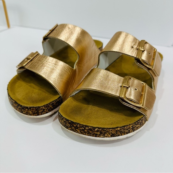 ๐ฉท AUSTIN TRADING CO. WOMENS ROSE GOLD DUAL STRAP CORK SLIDES SIZE 7 GOOD - Picture 13 of 13